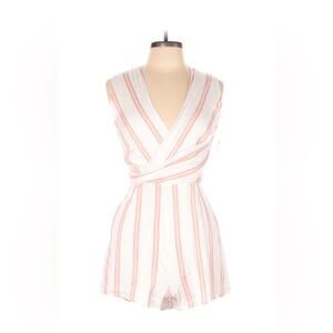 Lulu's White and Pink Striped Romper